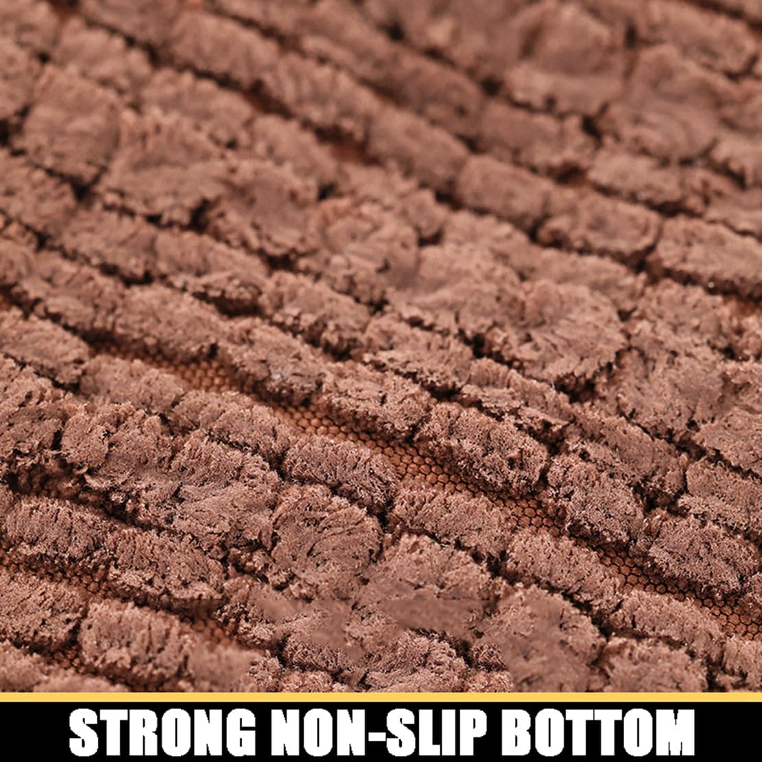 NIOKIT Chenille Bathroom Rugs Soft Shaggy and Absorbent Luxury Bath Mat Non Slip Carpet Mats for Tubs Toilet Showers Machine Washable Small Bathmat Entrance Doormat Solid 20" X 32" White