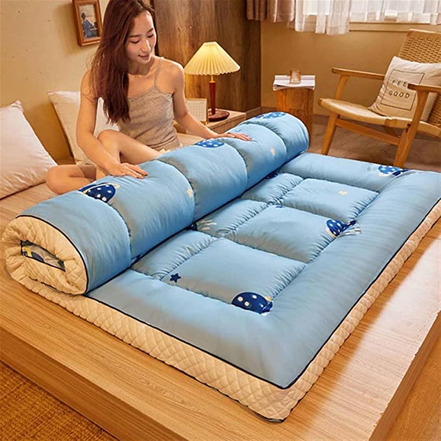 Colchão futon de chão japonês, colchão de dormir dobrável para chão