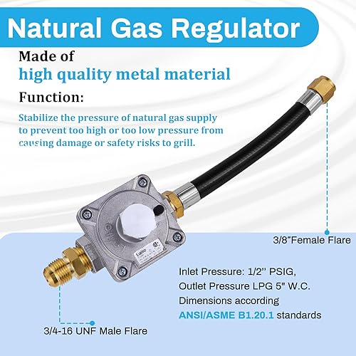 Miniatura 3 de Dozont Kit de conversión de gas natural 710-0003 compatible con la conversión de parrilla de gas propano Kitchen-aid, manguera de gas natural