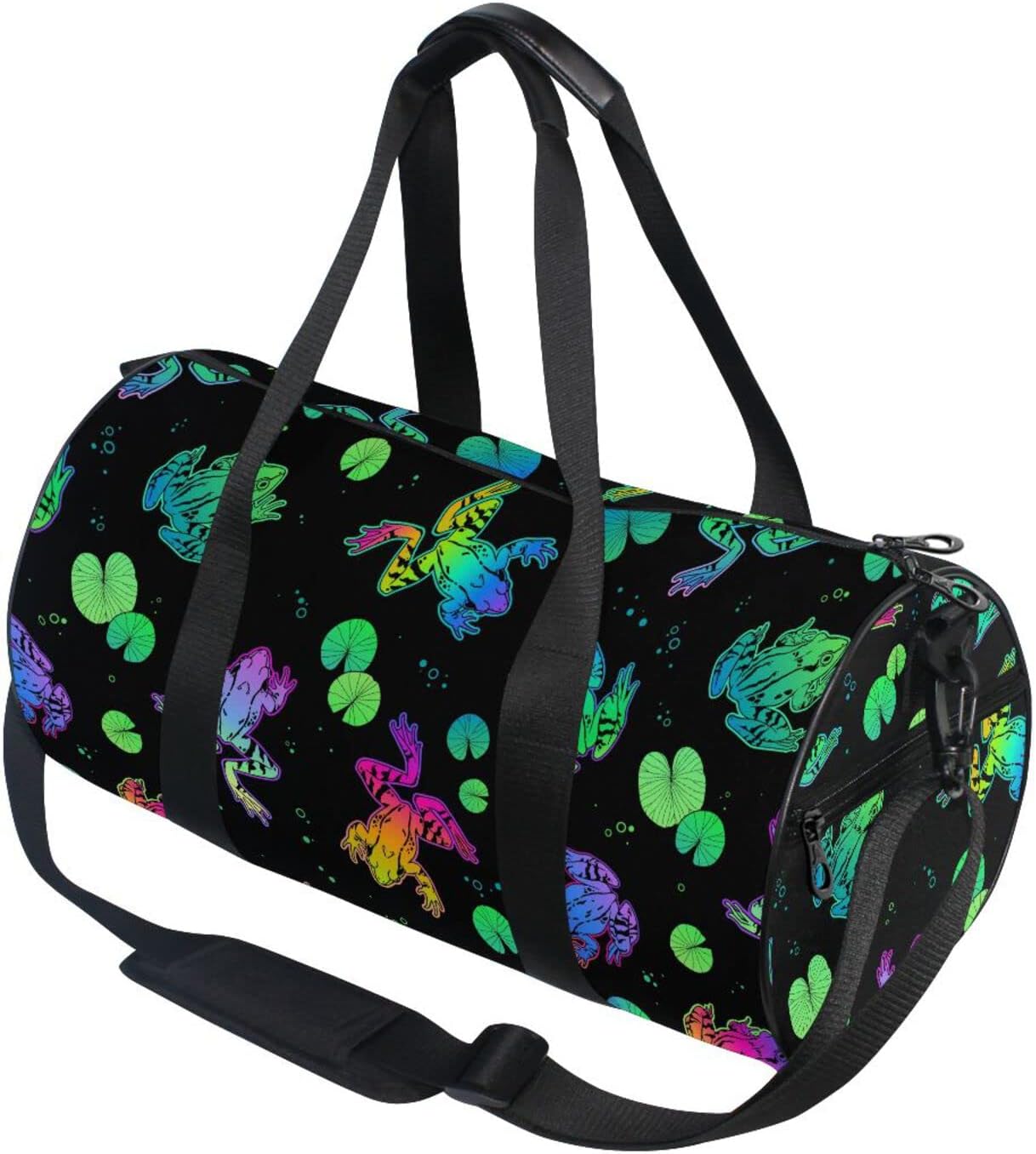 Duffel Bags Colorful Frogs Gym Bag Round Sports Bag Canvas Travel Luggage Overnight Bags for Men Women