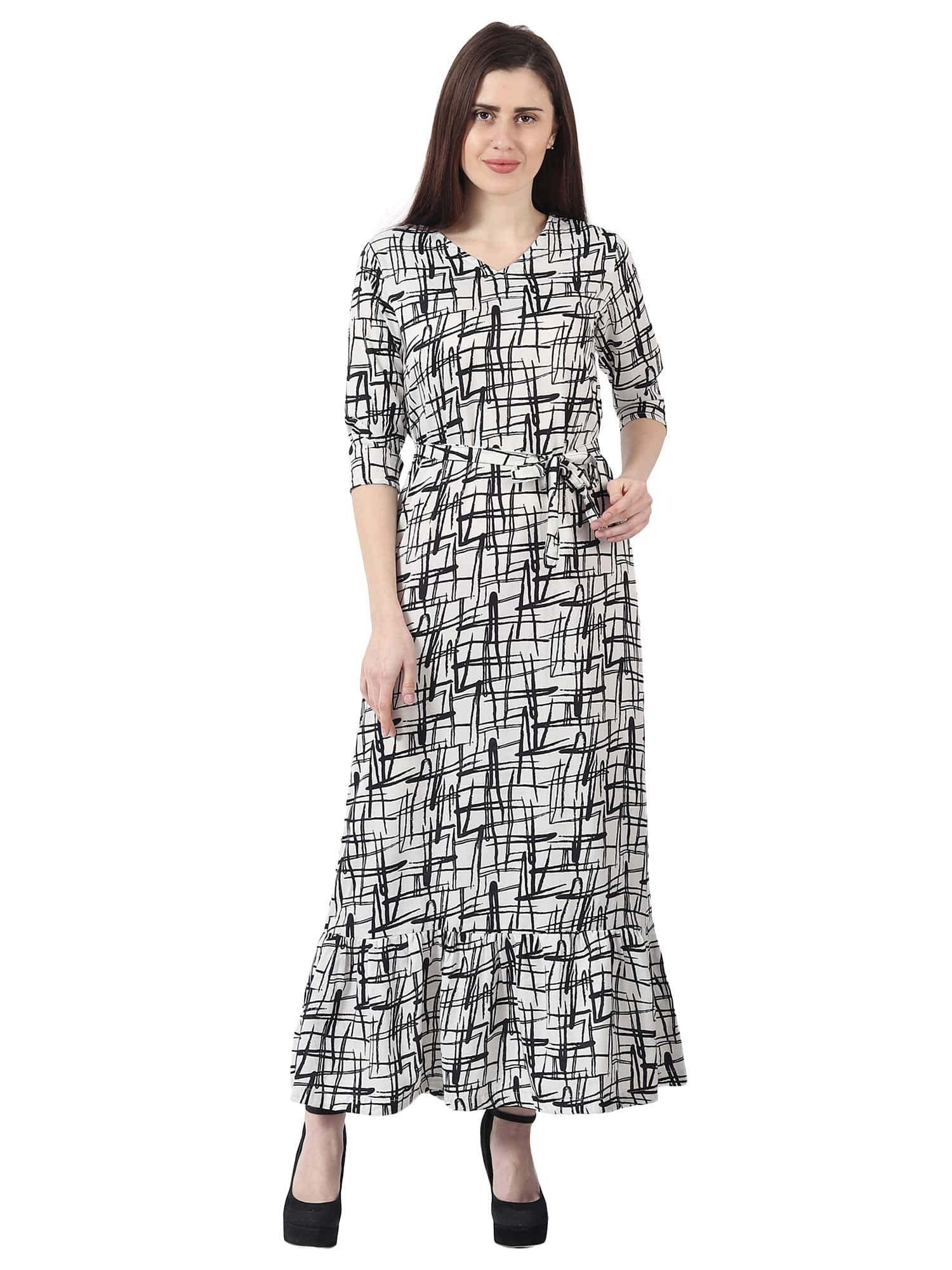 GraceDiva Green Tie & Die Polyester Long Dress