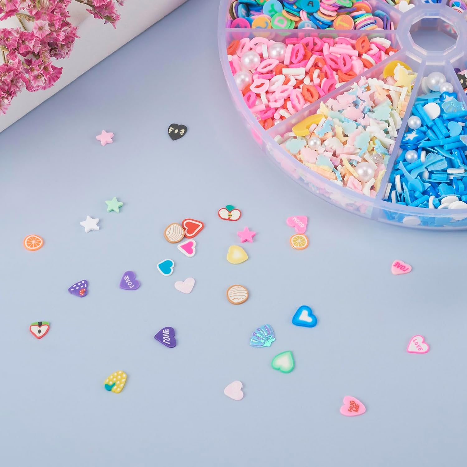 70g Fruit Heart Slices Polymer Clay Cabochons Mix Color Handmade Clay Chips Slices for Women DIY Fashion Nail Art Decoration Accessories Manicures Craft Supplies