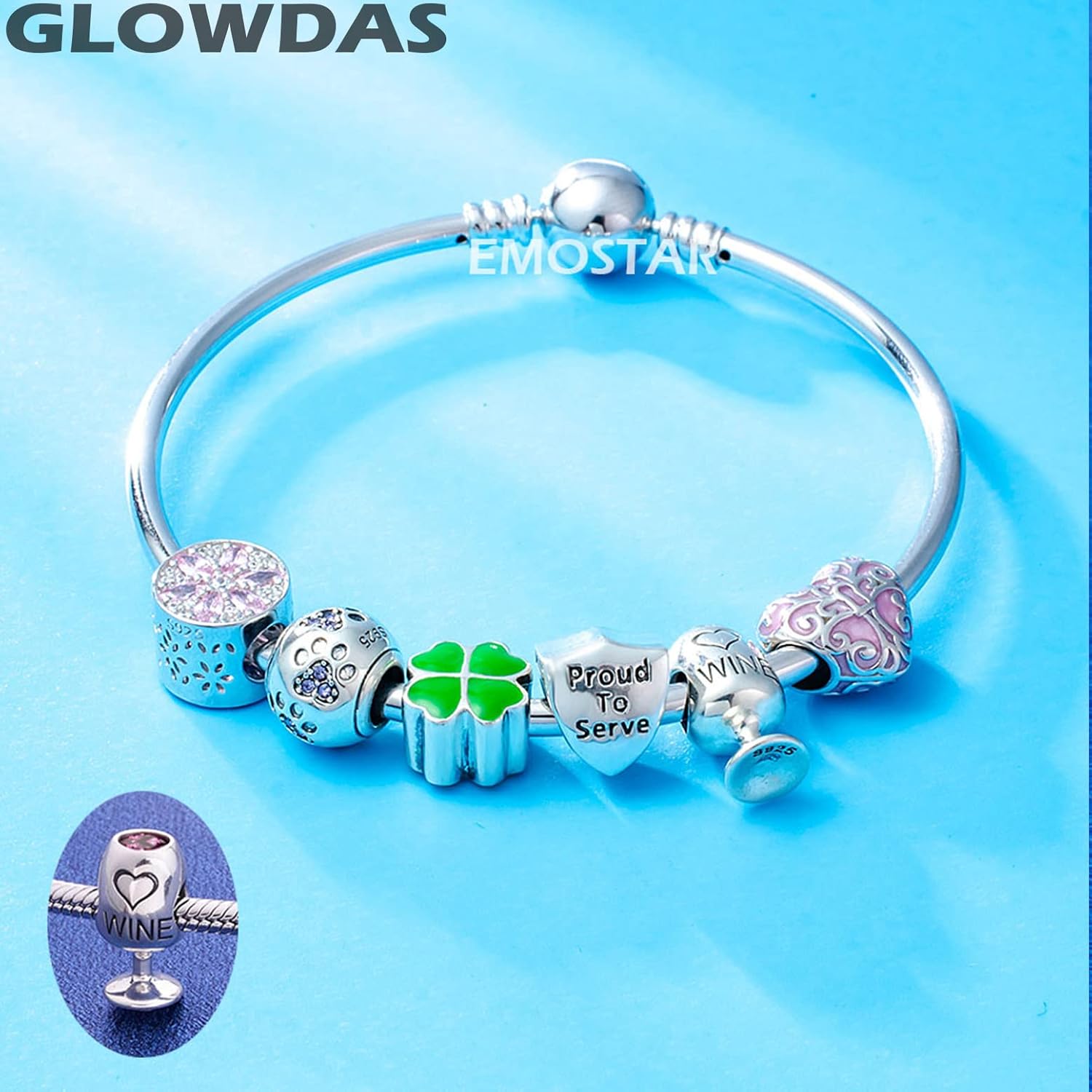 Wine Glass Cup Charms fit Pandora Valentines Day Bracelet, 925 Sterling Silver Wine Bottle Beads with Red CZ, Cocktail Goblet Charm, Birthday Gifts for Wedding/Nana/Wife/Couple - Image 6