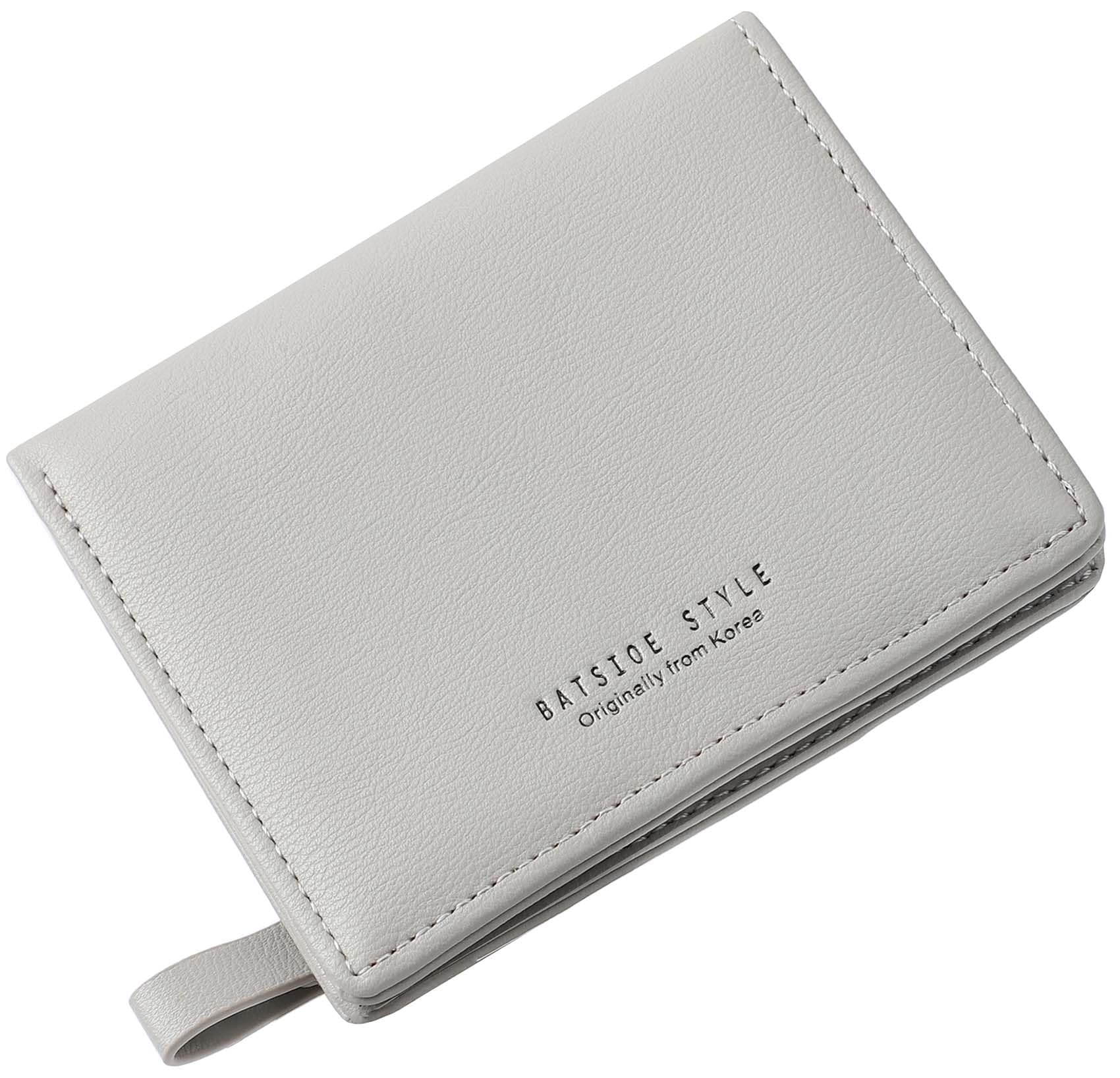 Geldbörse Damen klein Leder Kleines Portemonnaie Mini Kurzer Damen Geldbeutel mit Zipper Münzfach Brieftasche, Grau
