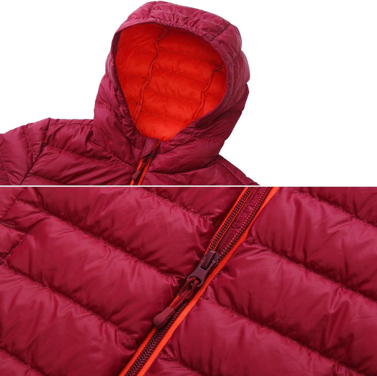 Rokka&Rolla Boys' Ultra Lightweight Packable Down Puffer Jacket Coat Small Burgundy (Embroidered Arm Patch) image 4 of 6 B074JJBV1C