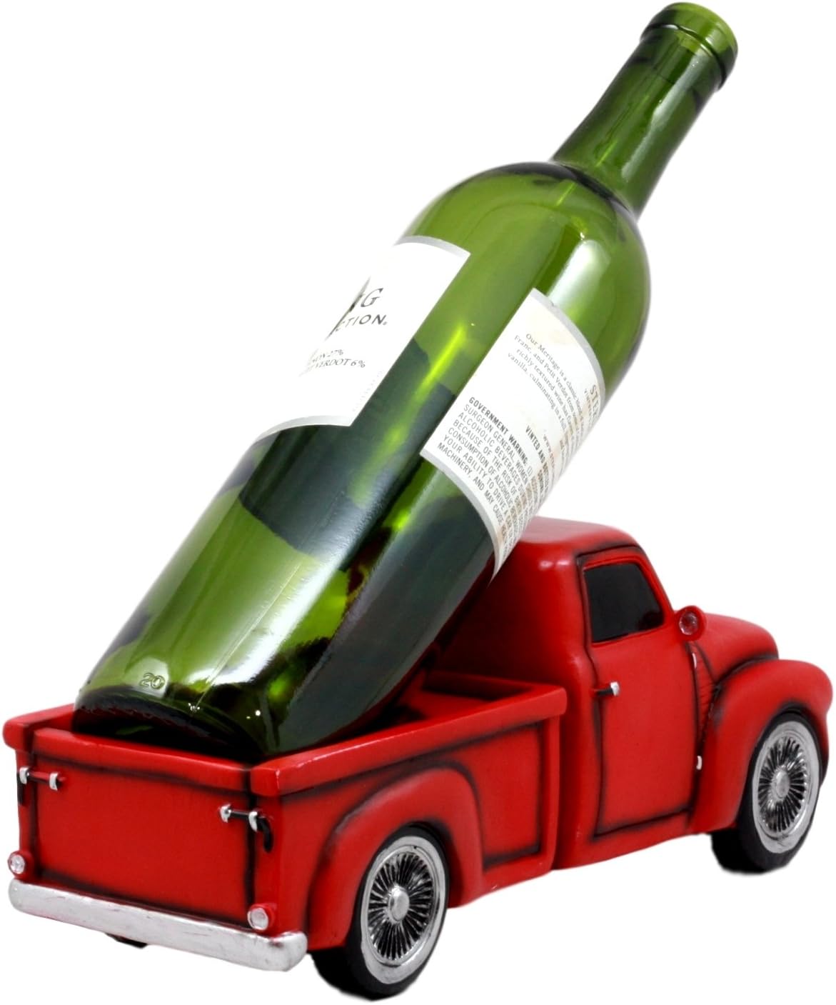 Ebros Gift Red Classic Vintage Old Fashioned Pickup Truck Wine Holder 11.25" Long Figurine Wine Bottle Holder Caddy Trucks Work Cars Farming Industrial Mobile Accent - Image 3