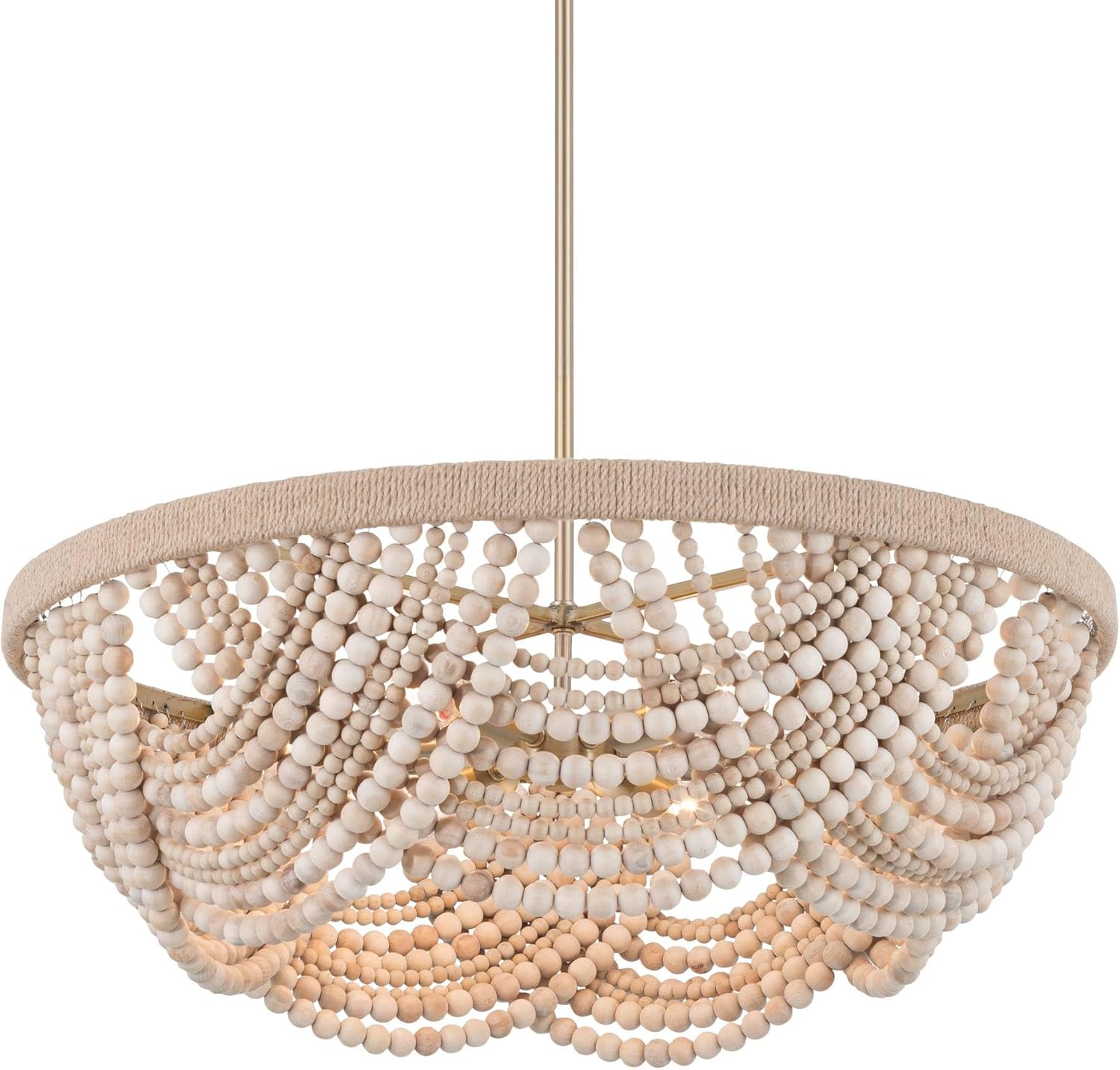 Possini Euro Design Possini Euro Darcy 28 1/4" W Brass and Natural Wood 6-Light Cottage Core Chandelier