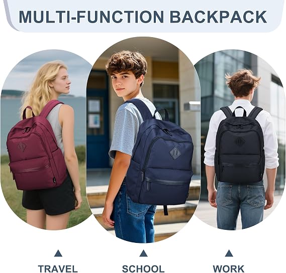 RAVUO School Backpack Men,18 Inch Rucksack Bag with Dual Compartment,Blue