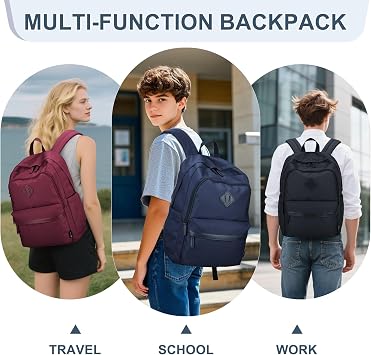 RAVUO School Backpack Men,18 Inch Rucksack Bag with Dual Compartment,Blue