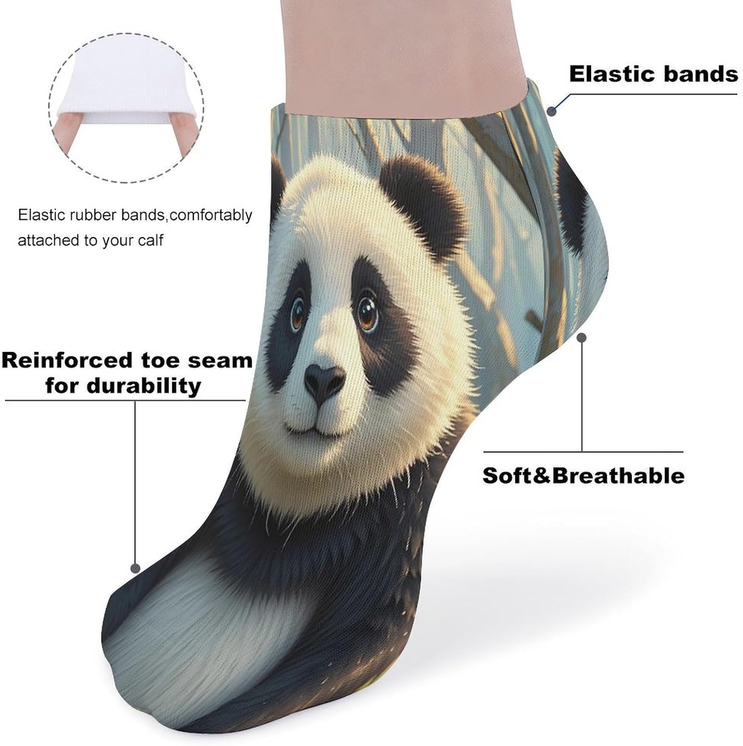 Anime Panda Ankle Sock-Low Cut Breathable,Basketball Socks for Men Women,Tube Socks for Work Sports