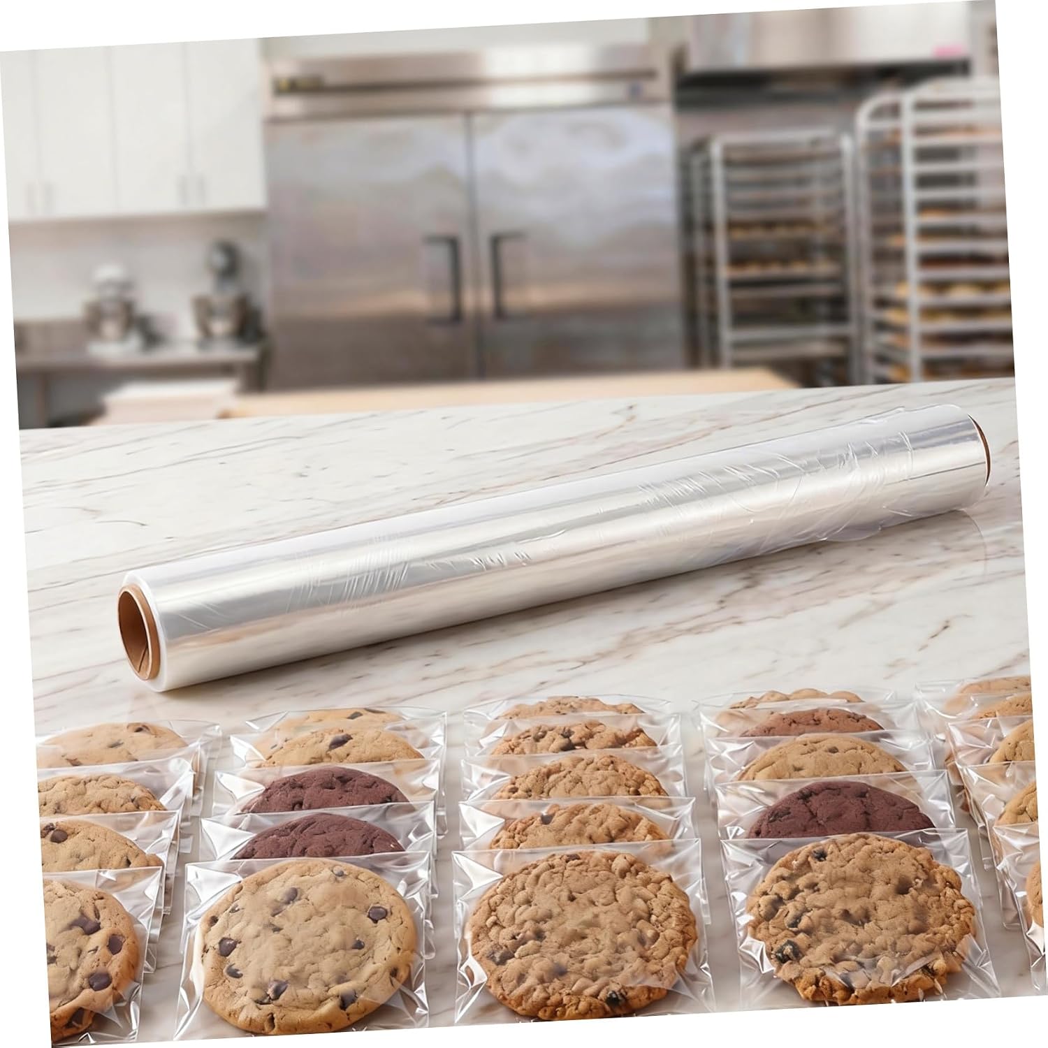 SAFIGLE Cellophane Sheets for Baskets and Floral Wrapping 1 Roll 65 Feet Long 20 Inch Wide Bopp Material with Printable Surface and Easy DIY Sizing for Small Bakery and Craft Projects