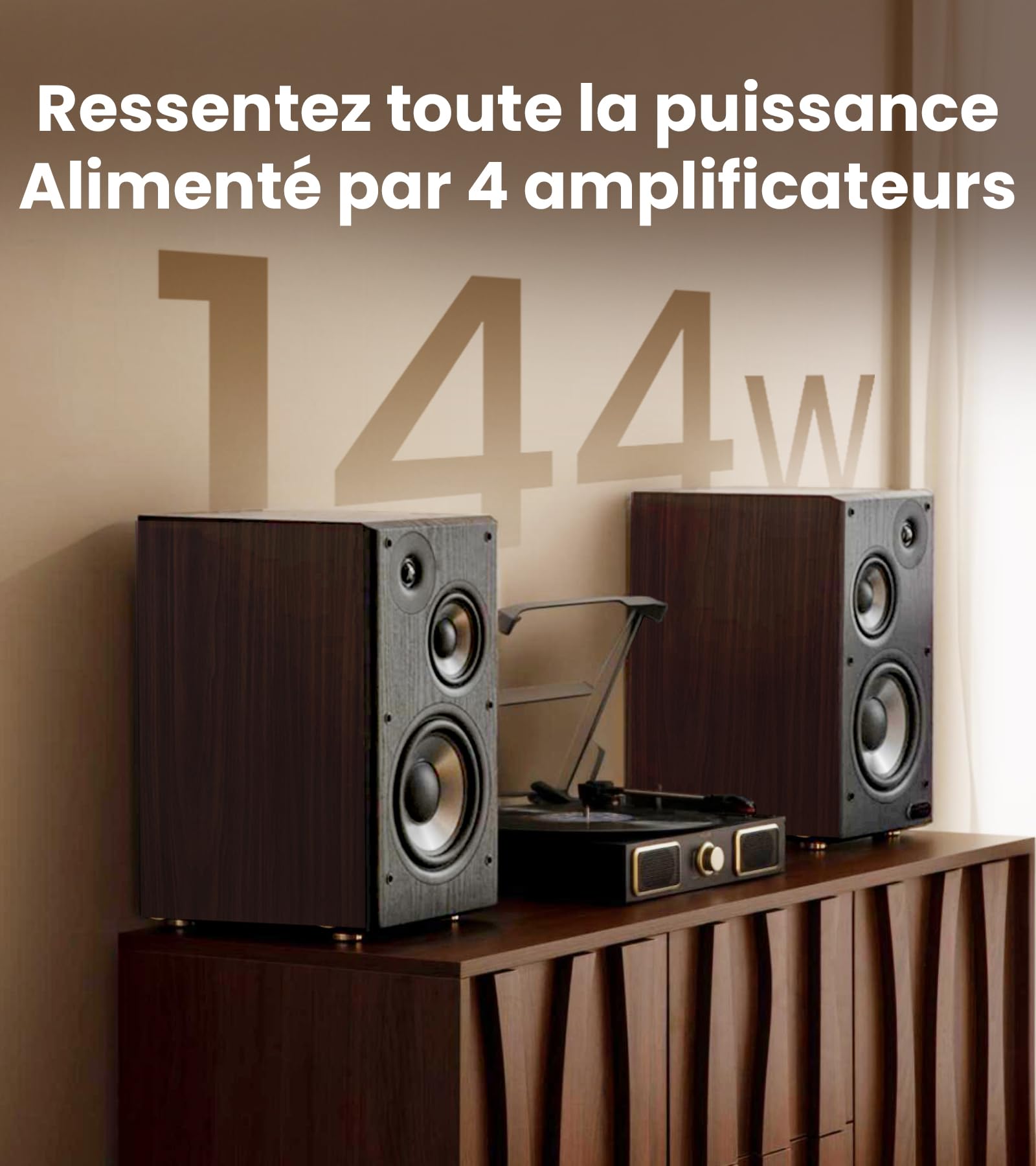 Edifier R2750DB MKII 144W Enceintes Bibliothèque Amplifiées 3 Voies - Noyer