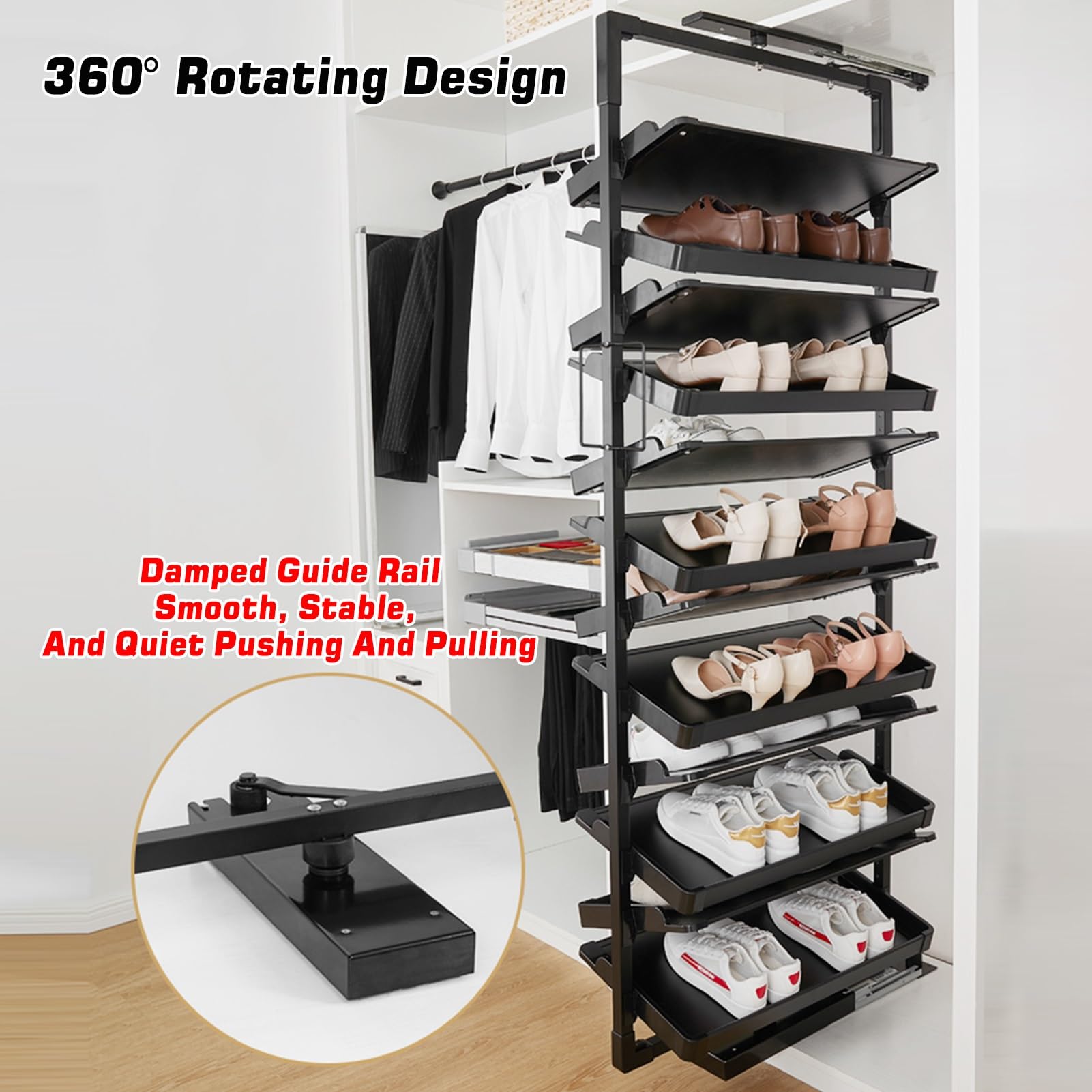 Zapatero giratorio con altura Ajustable y diseño extraíble, estante de almacenamiento de Varios niveles para Una organización del Calzado Que ahorra espacio.