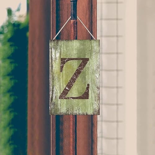Vista 34 de Letrero colgante de madera con letra J, letrero de madera para decoración del hogar, 26 letras del alfabeto de metal, placa de madera, decoración