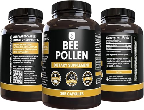 Miniatura 4 de PURE ORIGINAL INGREDIENTS Polen de abeja (365 cápsulas) sin magnesio o rellenos de arroz, siempre puro, verificado por laboratorio