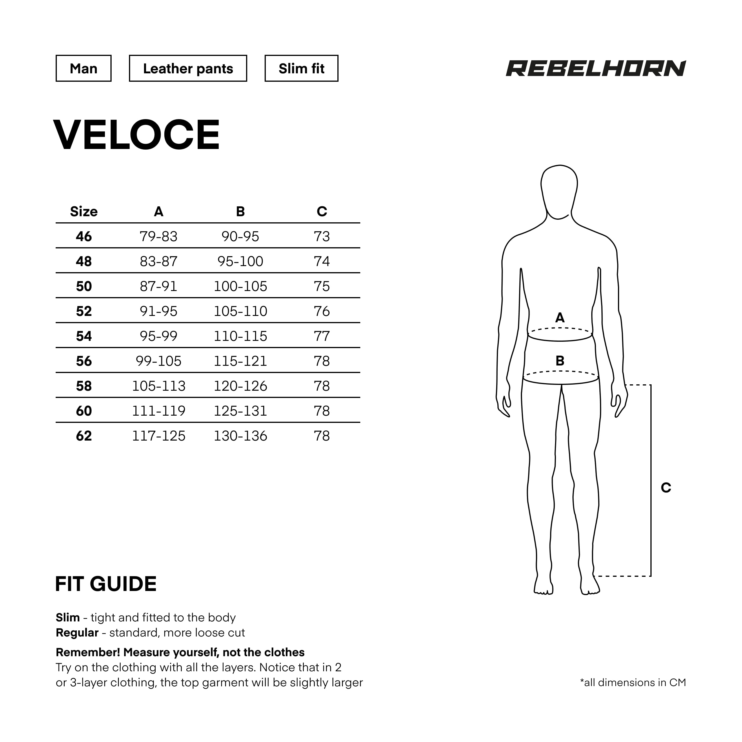 REBELHORN Veloce Pantaloni da Moto Uomo | Pelle | Protezioni Ginocchia e Fianchi Livello 2 | Cursori per Ginocchia | 2 Canali di Ventilazione con Cerniera | Taglie Fino alla 62