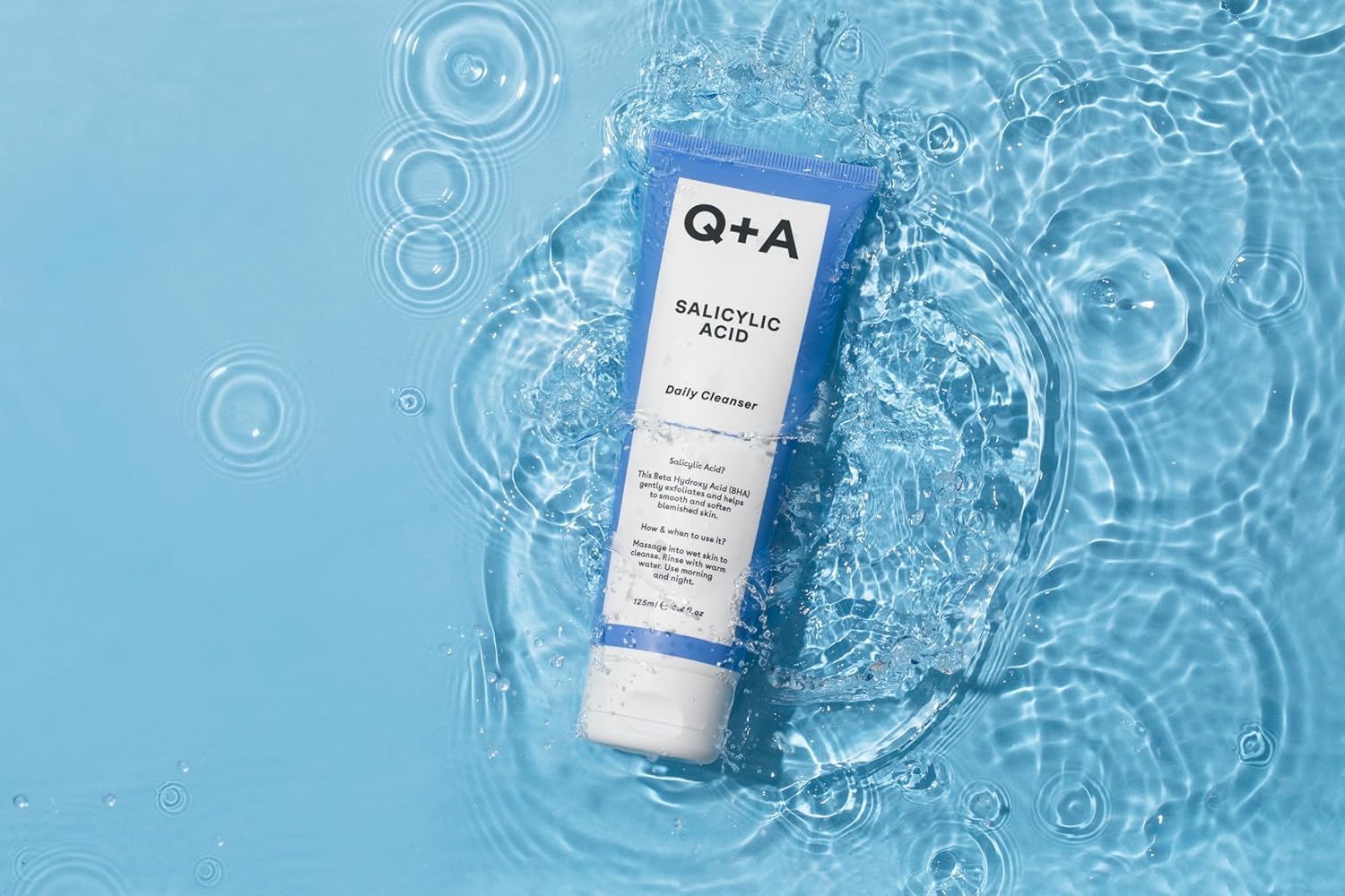 Q+A Salicylic Acid Daily Cleanser – Exfoliating Face Wash for Clear Skin, Targets Breakouts & Pore Congestion, Hydrating with Betaine & Allantoin, Vegan & Cruelty-Free, Made in UK, 125ml - Image 7