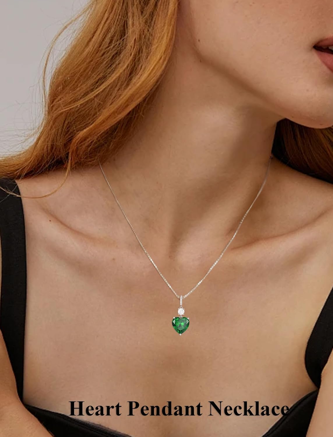 12mm Solitaire Sterling Silver Pendant Heart Necklace for Women Birthstone Jewelry Gift - Image 2