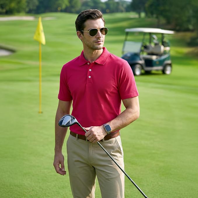 Polo Cotton King para Hombre Manga Corta Rojo XL miniatura 2
