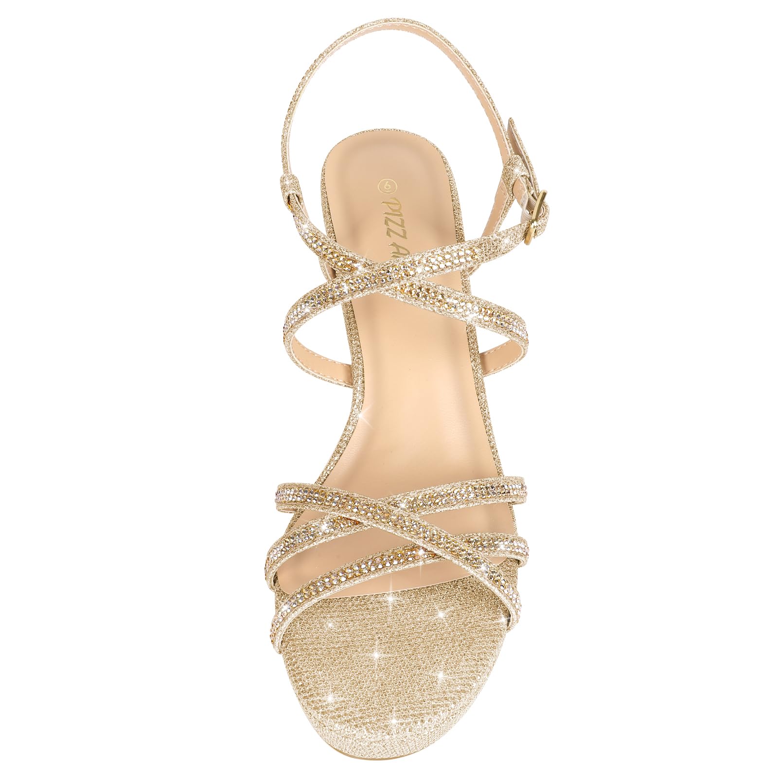 PIZZ ANNU Stellora Plateau Sandalen Damen Glitzer Elegante Sandaletten Sommer Offene mit Absatz Blockabsatz Party Hochzeit Riemchensandalen Bequem Hohe Schuhe