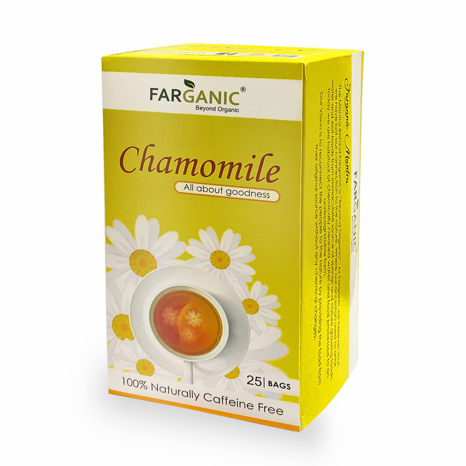 Farganic Chamomile Tea Bag Natural Chamomile Flower ( Naturally Caffeine Free) (Chamomile, 25 Tea Bags) (B07W1JCG77) Amazon Price History, Amazon Price Tracker