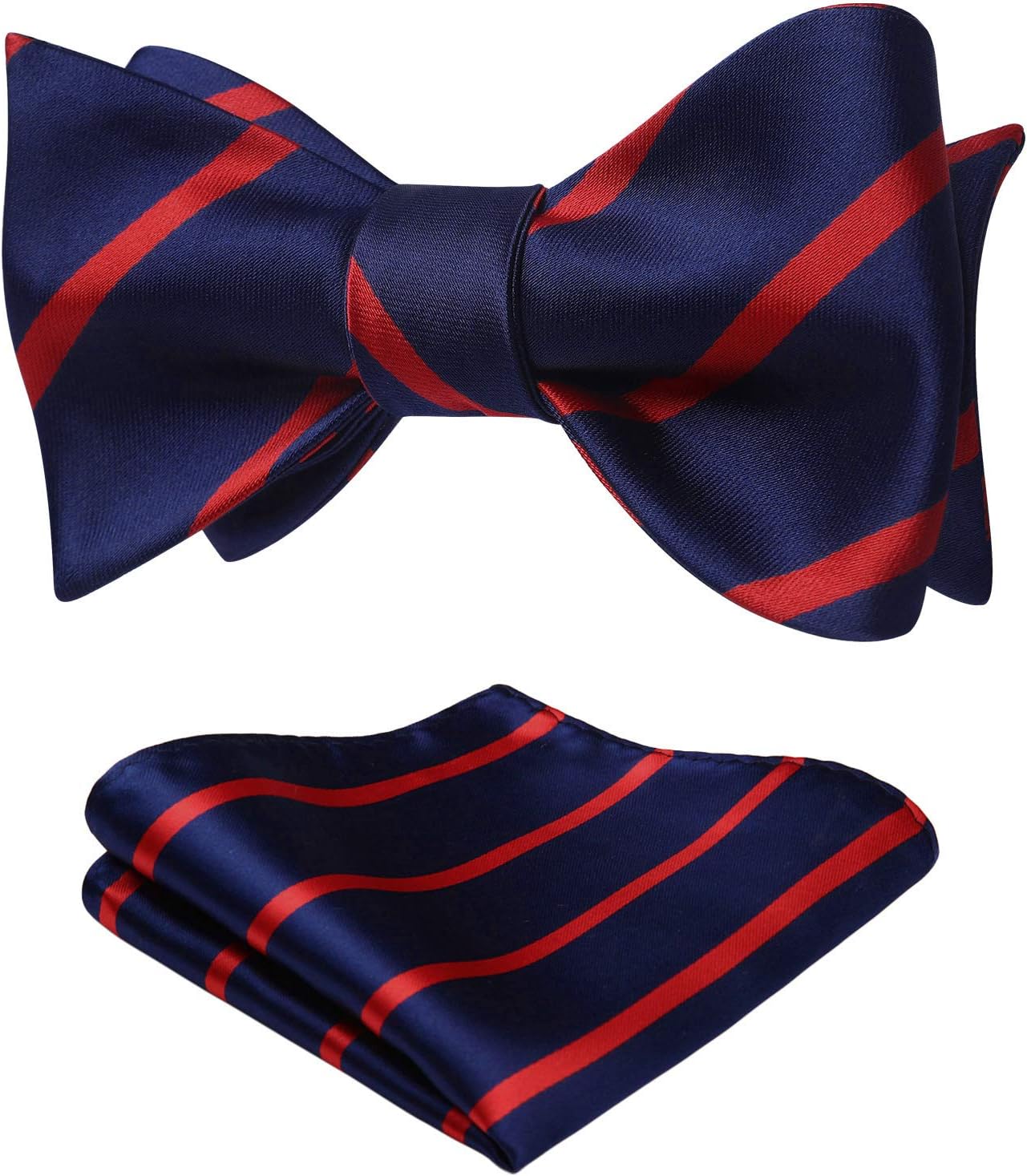 HISDERN Bow Ties for Men Striped Bowties Men's Self Tie Bowtie Handkerchief Formal Tuxedo Wedding Bowties and Pocket Square