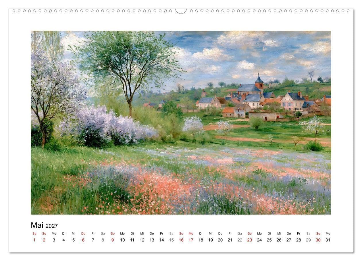 Poesie der Jahreszeiten (hochwertiger Premium Wandkalender 2027 DIN A2 quer), Kunstdruck in Hochglanz: KI-Kunst im impressionistischen Stil (CALVENDO Kunst)