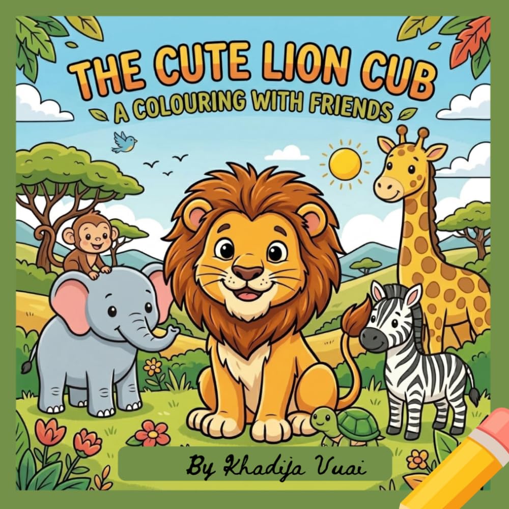 The cute lion cub: colouring with friends