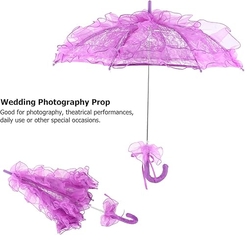 Miniatura 8 de Paraguas de encaje de 19.7 x 3.9 x 2.4 pulgadas, paraguas de novia, accesorio de fotografía de boda, decoración de fiesta, decoración de fotografía