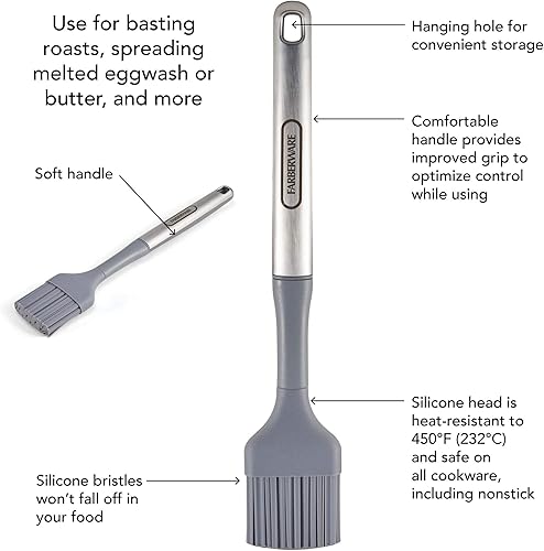 Miniatura 5 de Farberware Cepillo profesional de acero inoxidable para untar suave, 11.02 pulgadas, gris