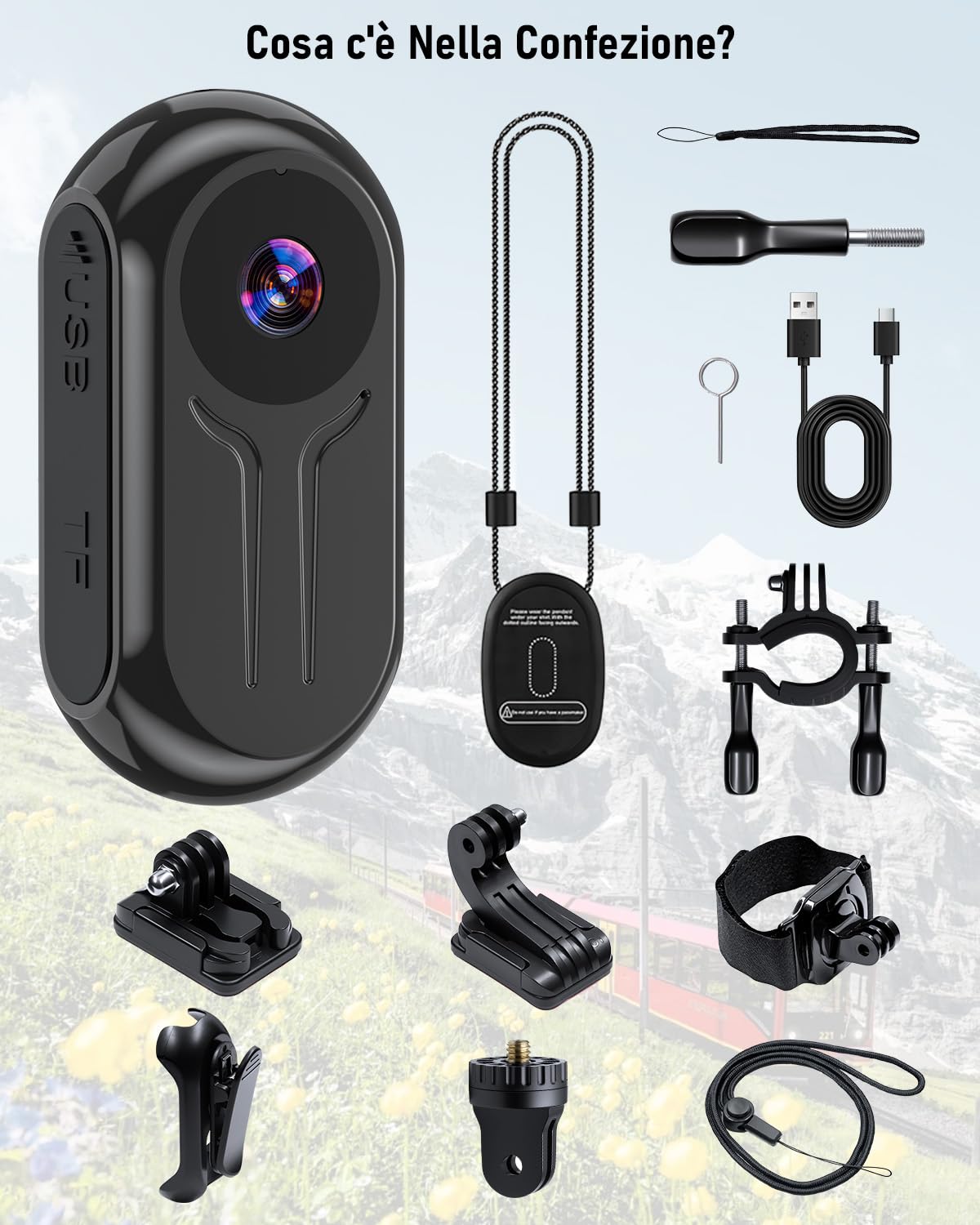 Mini Action Cam 2K, Telecamera Moto Portatile Sportkamera WiFi, 120° Videocamera Sport Videocamera POV Vlog Fotocamera Magnetica per Ciclismo Moto Conferenze Viaggio