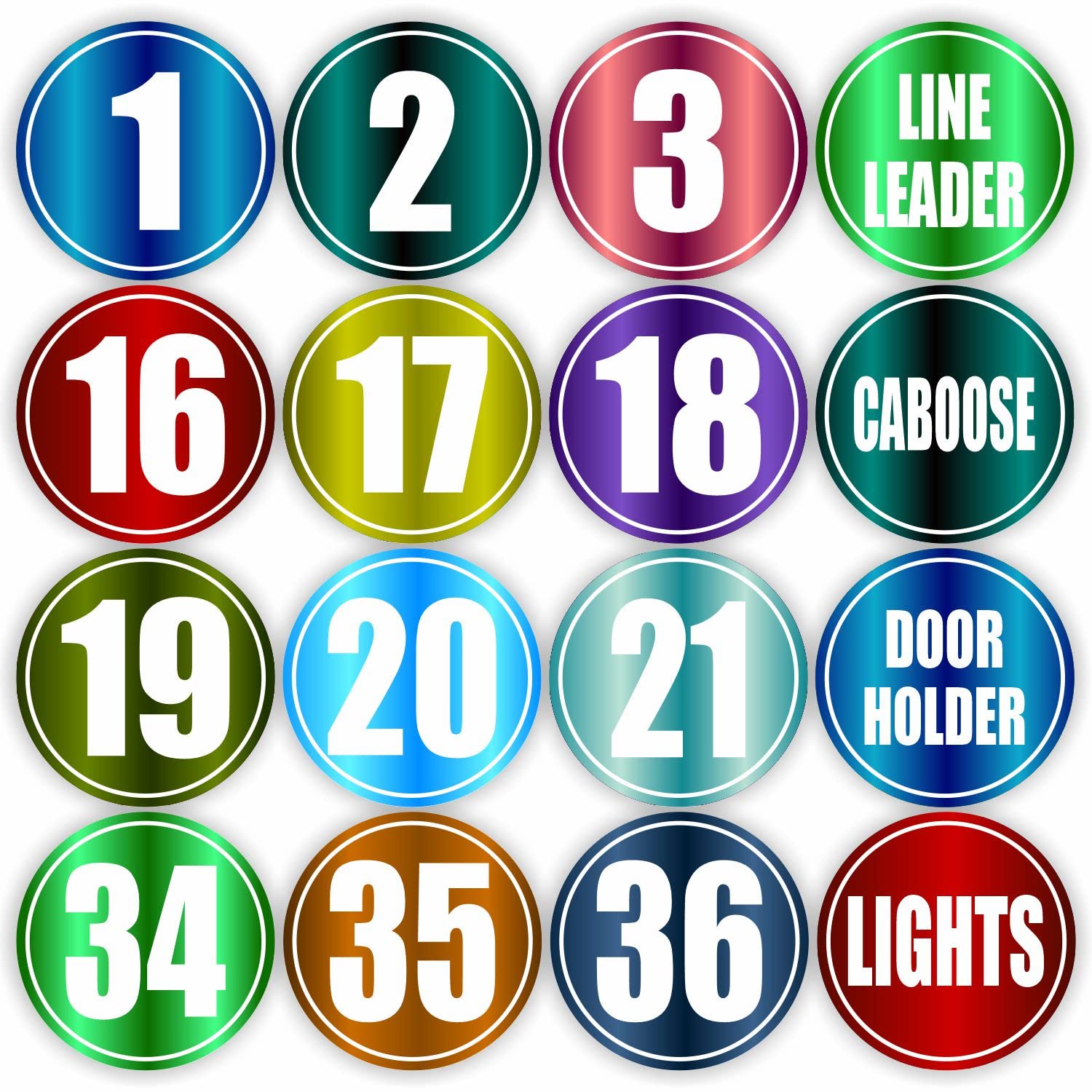 PARTH IMPEX Classroom Line Up Floor Decals - (Pack of 40) 4" Large Numbered Spot Markers Stickers Social Distance Helper Colorful Labels