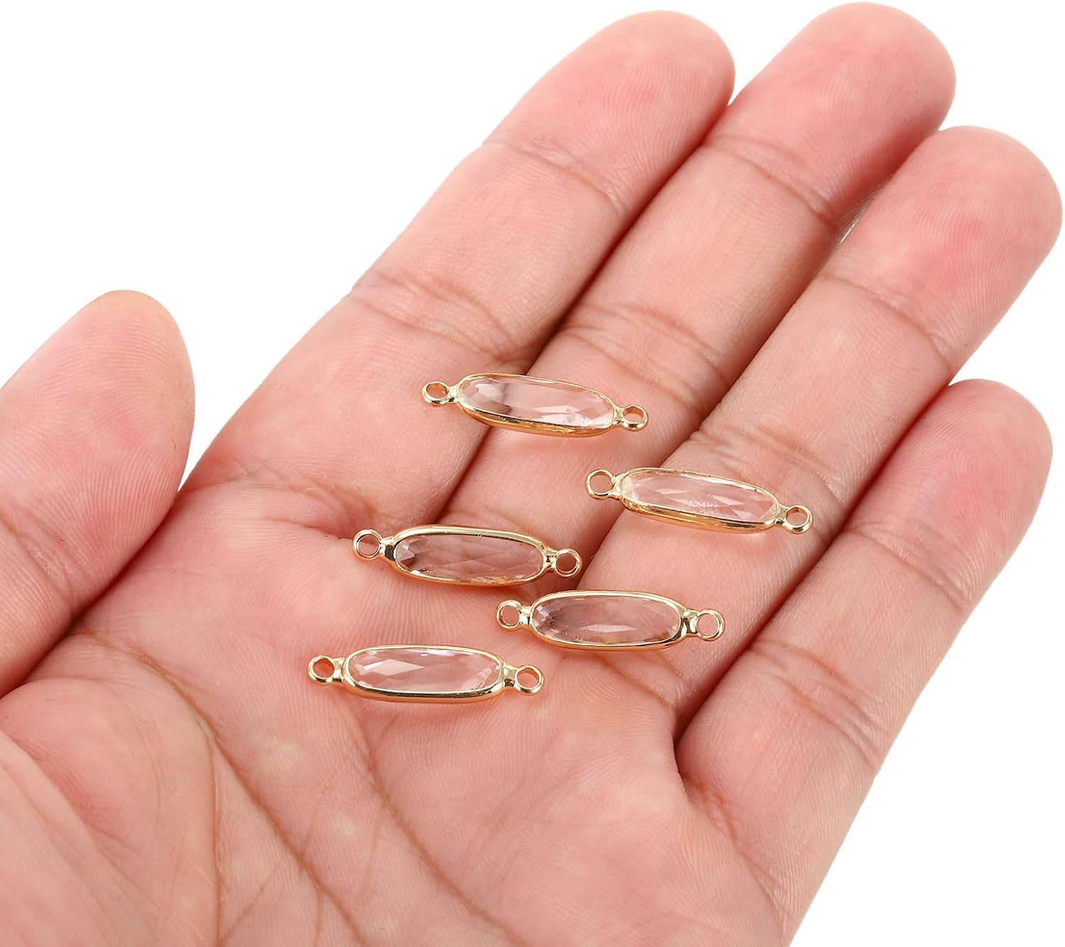 PATIKIL Birthstone Connector Link, Diamond Clear Charm Link, Glass Jewelry Findings Crystal Bead Link for Drop Dangle Pendants Necklace Bracelet Earring - Image 4