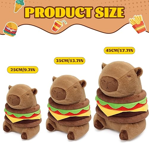 Miniatura 15 de Beber Capybara - Peluche de 17.7 pulgadas, lindo animal de peluche Capibara gigante, regalo para niños y niñas Beber Capybara,Papas Fritas