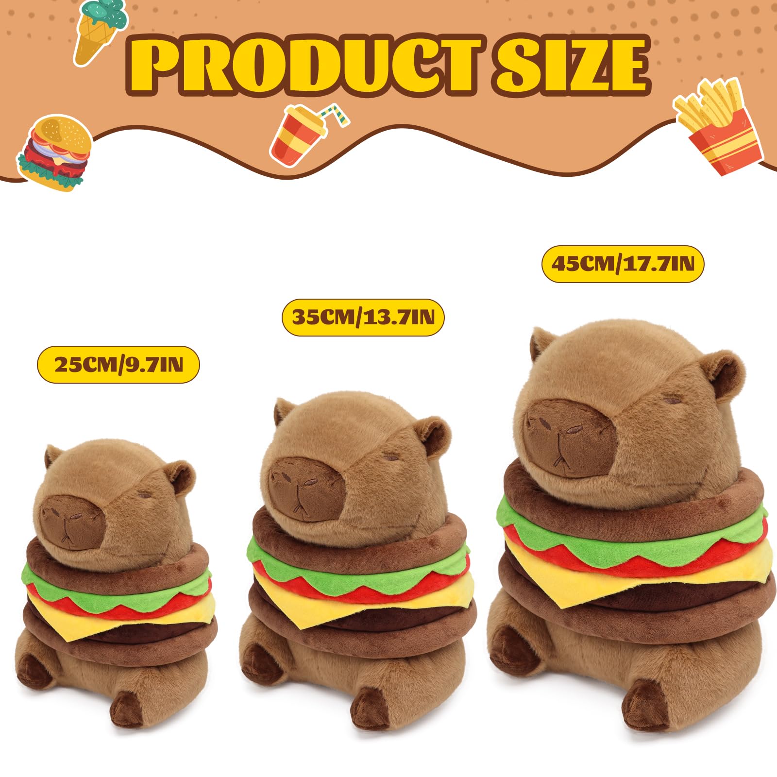 Peluche Animal Suave Niños Peluche De Capybara Con Gorro De Hamburguesa - 25 Cm, Supersuave, Juguete Adorable Para Niños O Coleccionistas Muñeco Capybara Realista Extraíble Peluche Animal Suave Niños Peluche De Capybara Con Gorro De Hamburguesa - 25 Cm, Supersuave, Juguete Adorable Para Niños O Coleccionistas Muñeco Capybara Realista Extraíble