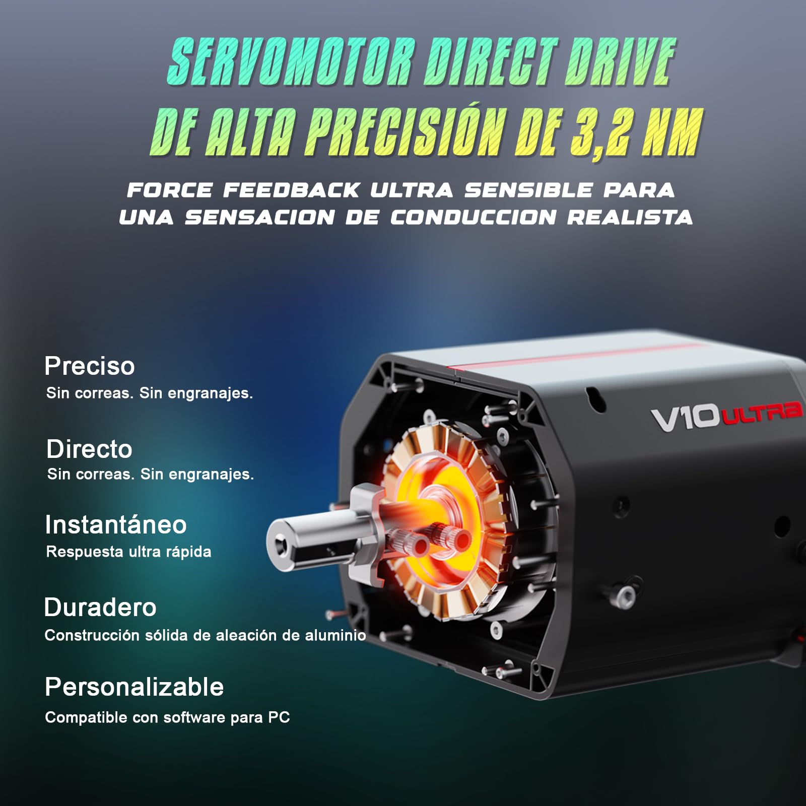PXN V10 Ultra Volante de Carreras Direct Drive con Pedales – 3,2Nm Force Feedback, Volante Gaming con Grip de Cuero Microfibra y Levas – Set Sim Racing para PC, PS4, Xbox One/Series