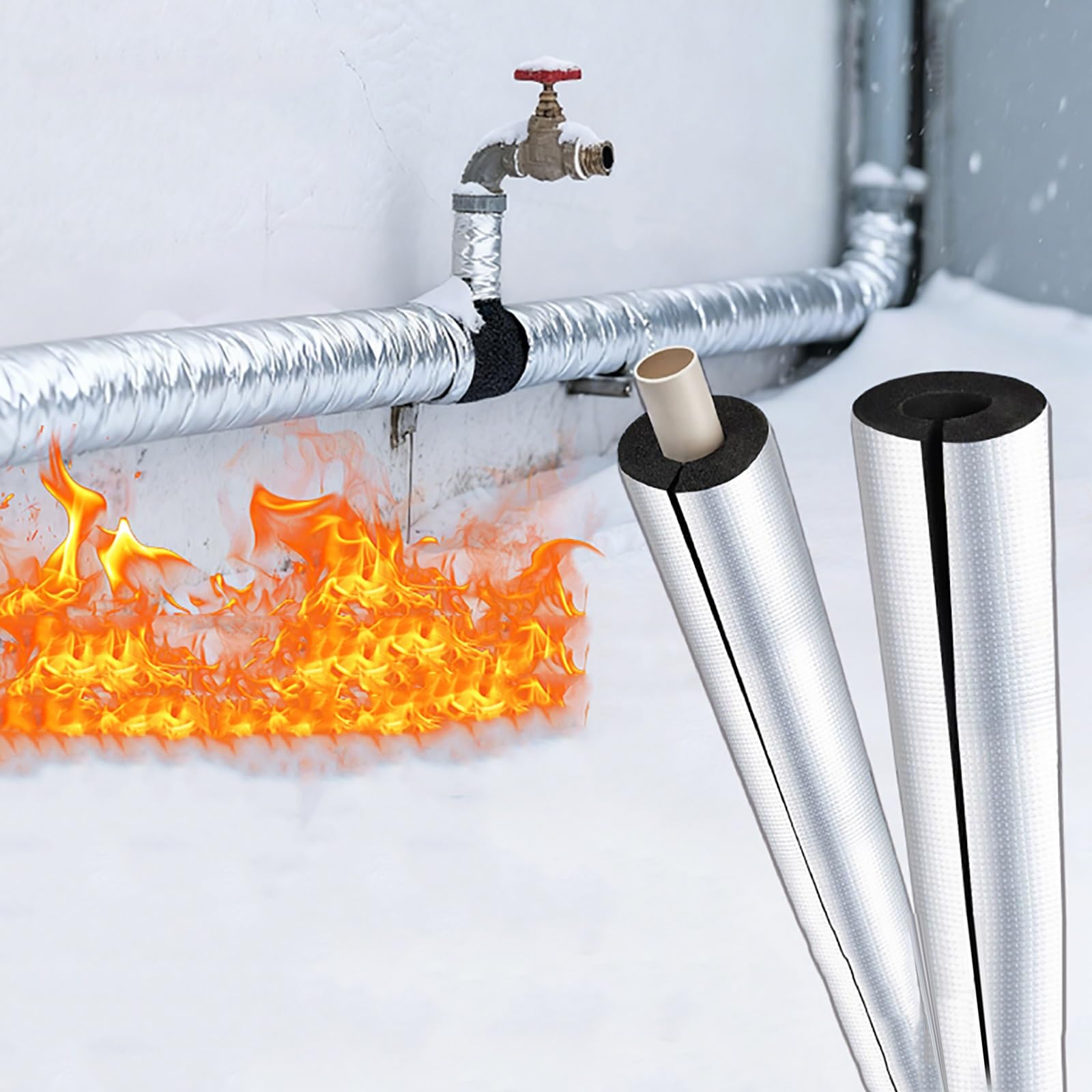 Rohrisolierung, Frostschutz-Rohrisolierung für Den Außenbereich (22–291 mm), Selbstklebende Aluminiumfolie, 50 mm Dick Heizungsrohr Isolierung, Flammhemmend(22mm)