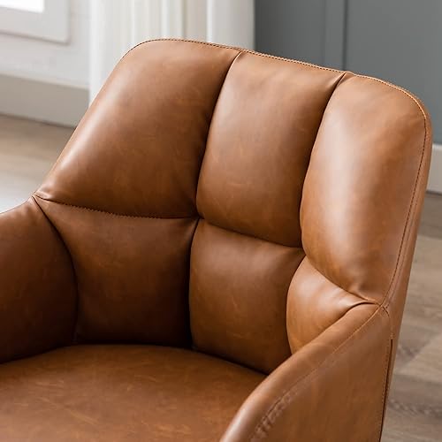 Miniatura 5 de Wahson Silla de escritorio de oficina de cuero marrón con soporte de respaldo medio, cómoda silla de computadora de altura ajustable, silla