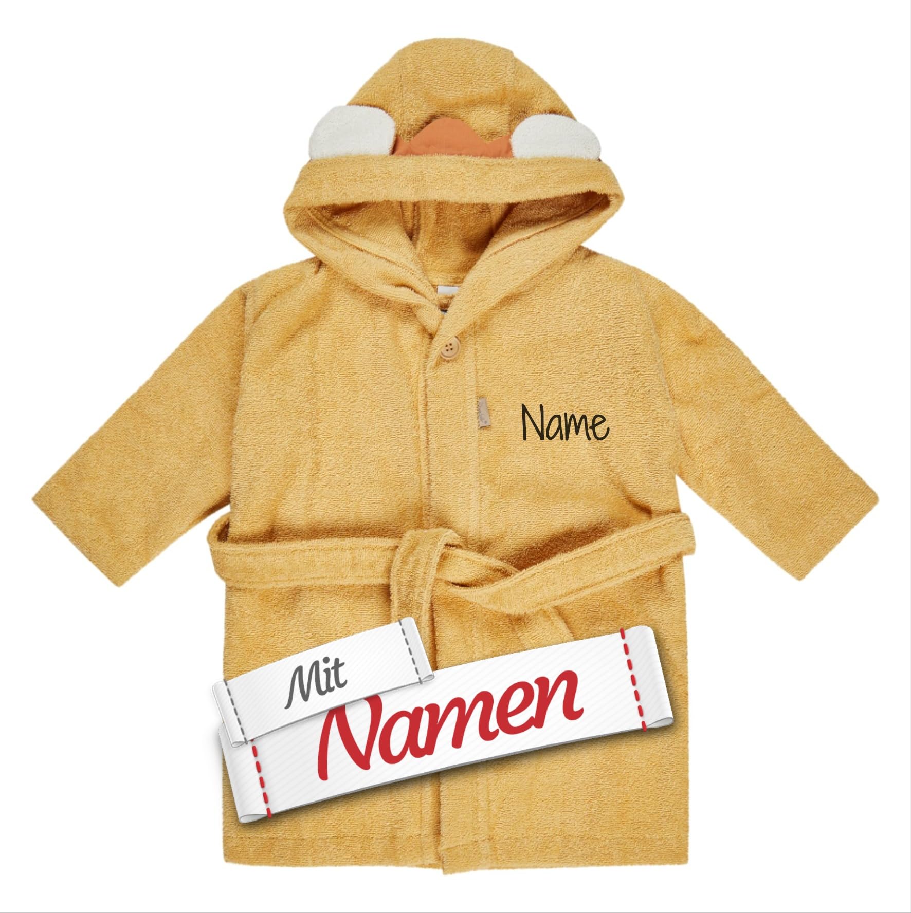 LALALO Sterntaler Kinder Bademantel personalisiert, Giraffe Kaya, mit Namen bestickt, Größe 86/92, für Mädchen und Jungen, für Schwimmbad Strand Zuhause, Geschenk