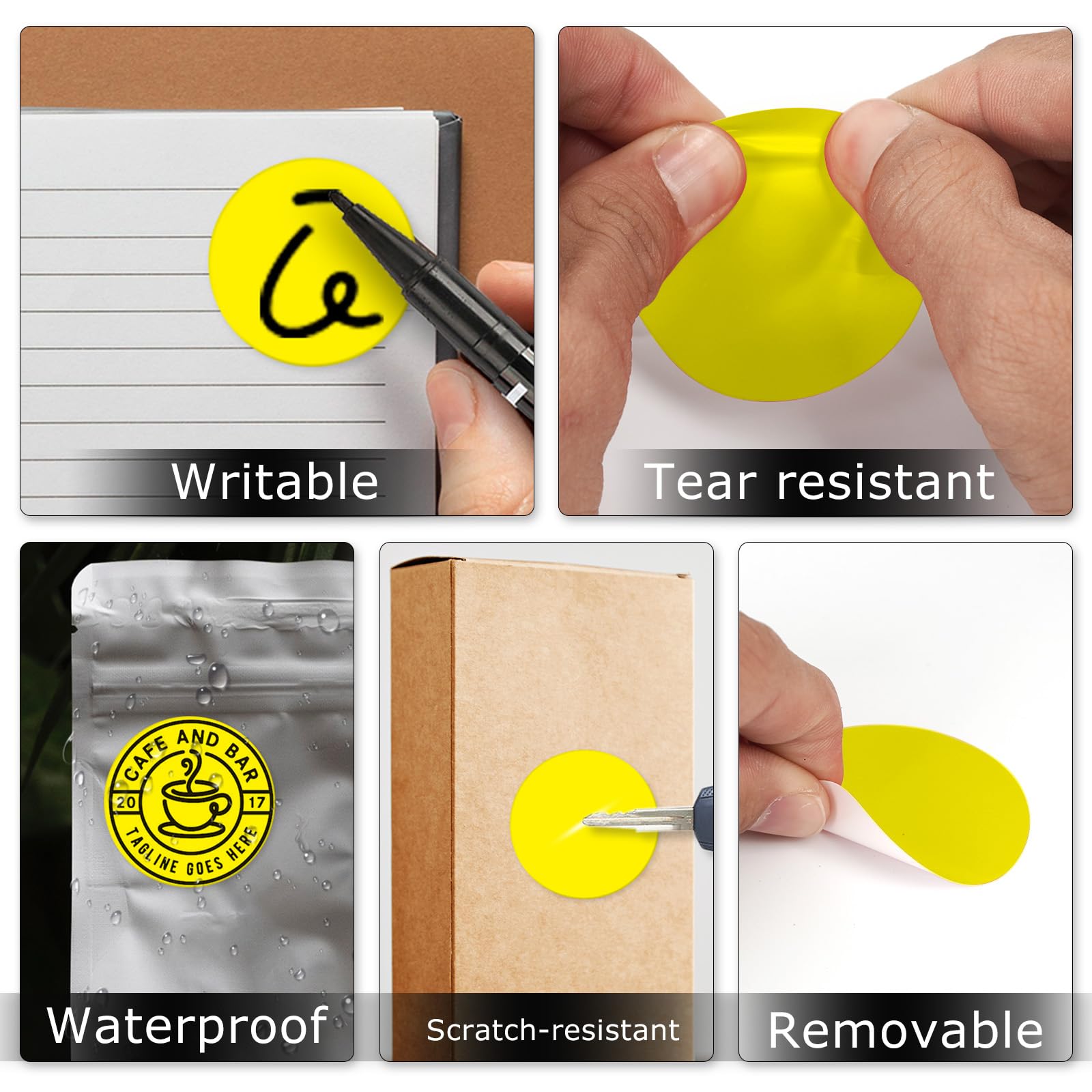 Snapklik.com : Yellow Dot Stickers 2 Inches Vinyl Self-Adhesive ...