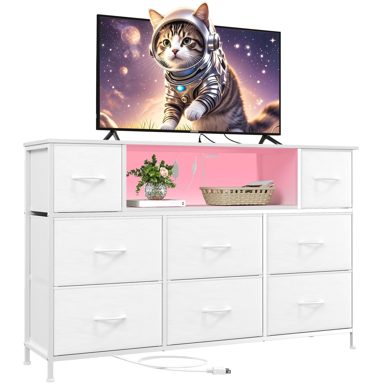 Amazon｜Somdot タンス チェスト コンセント付き テレビ台 収納付き