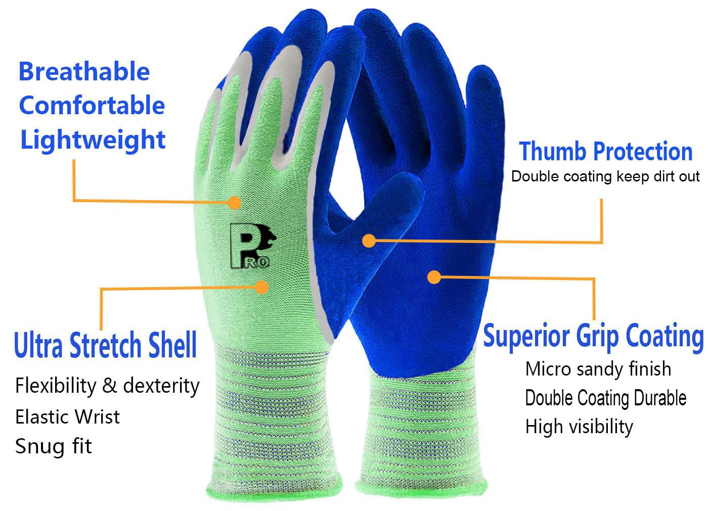PROGANDA 3 works Gardening Gloves for Men Women Superior Grip Latex Double Coating Durable Work Gloves - Image 2