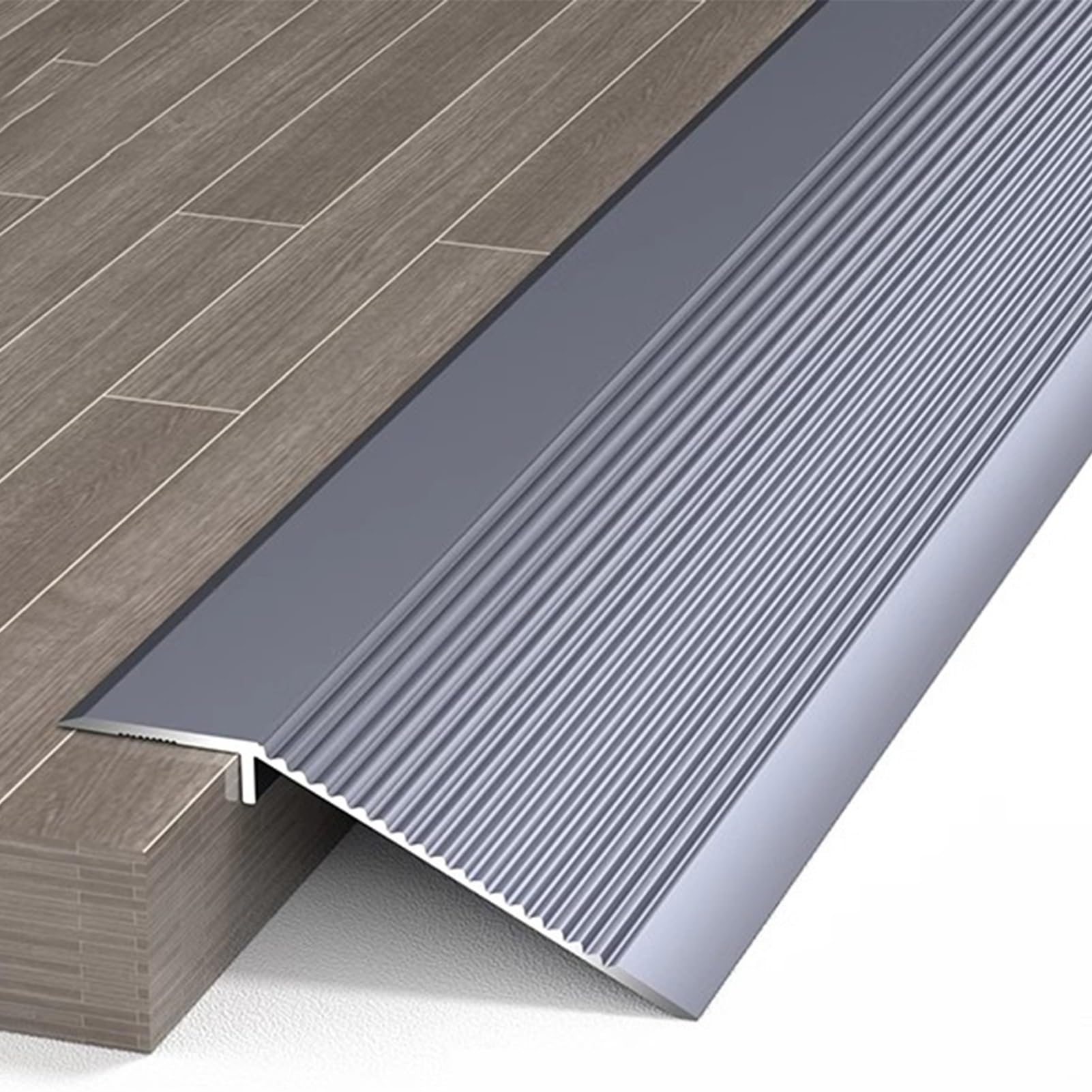 Tiras antideslizantes para suelos de vinilo para azulejos y madera laminada, tiras de juntas de suelo gris oscuro para un flujo suave