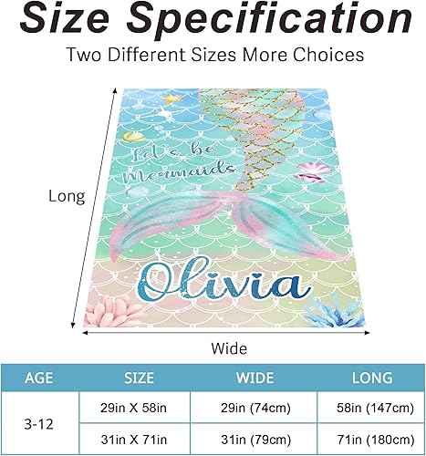 Miniatura 5 de Toallas de playa personalizadas de gran tamaño para niños y bebés, toallas de playa personalizadas de sirena con nombre, toalla de playa de secado