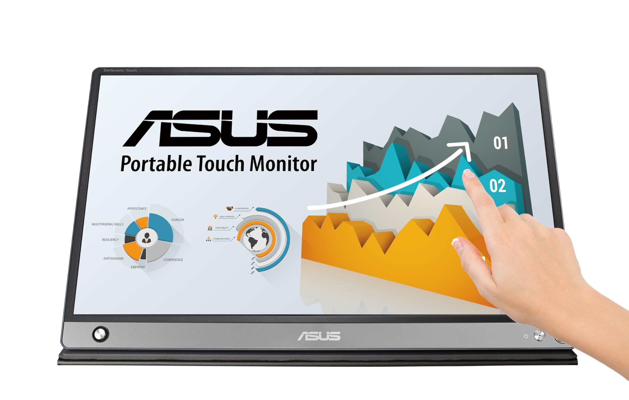 ASUS ZenScreen MB16AMT - 15,6 Zoll tragbarer USB Touch Monitor - Full HD 1920x1080, Hybrid Typ-C, Micro HDMI, Autorotation, leichtes Design, Smartcase, Akku - IPS Panel, 16:9, entspiegelt