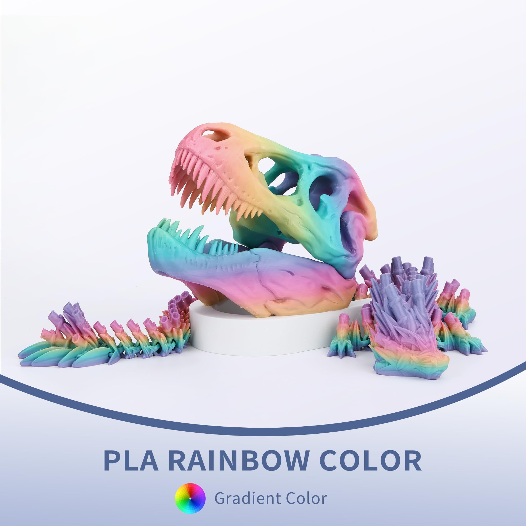 Filamento per stampante 3D, 1,75 mm, filamento per stampa PLA 3D, +/-0,02 mm, 1 kg/2,2 lbs colore arcobaleno