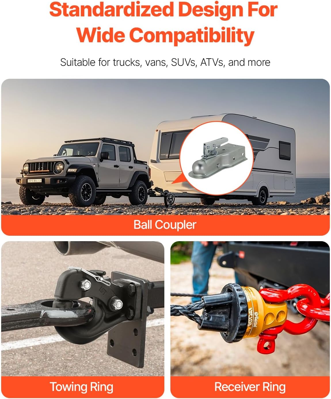 VEVOR Pintle Hook, 30000 lbs Towing Capacity, Trailer Hitches Receiver Hook Fits for 2.5 to 3-inch Lunette Ring with Mounting Kit, Wear-Resistant, Black Powder Coat, Suitable for Various Vehicles