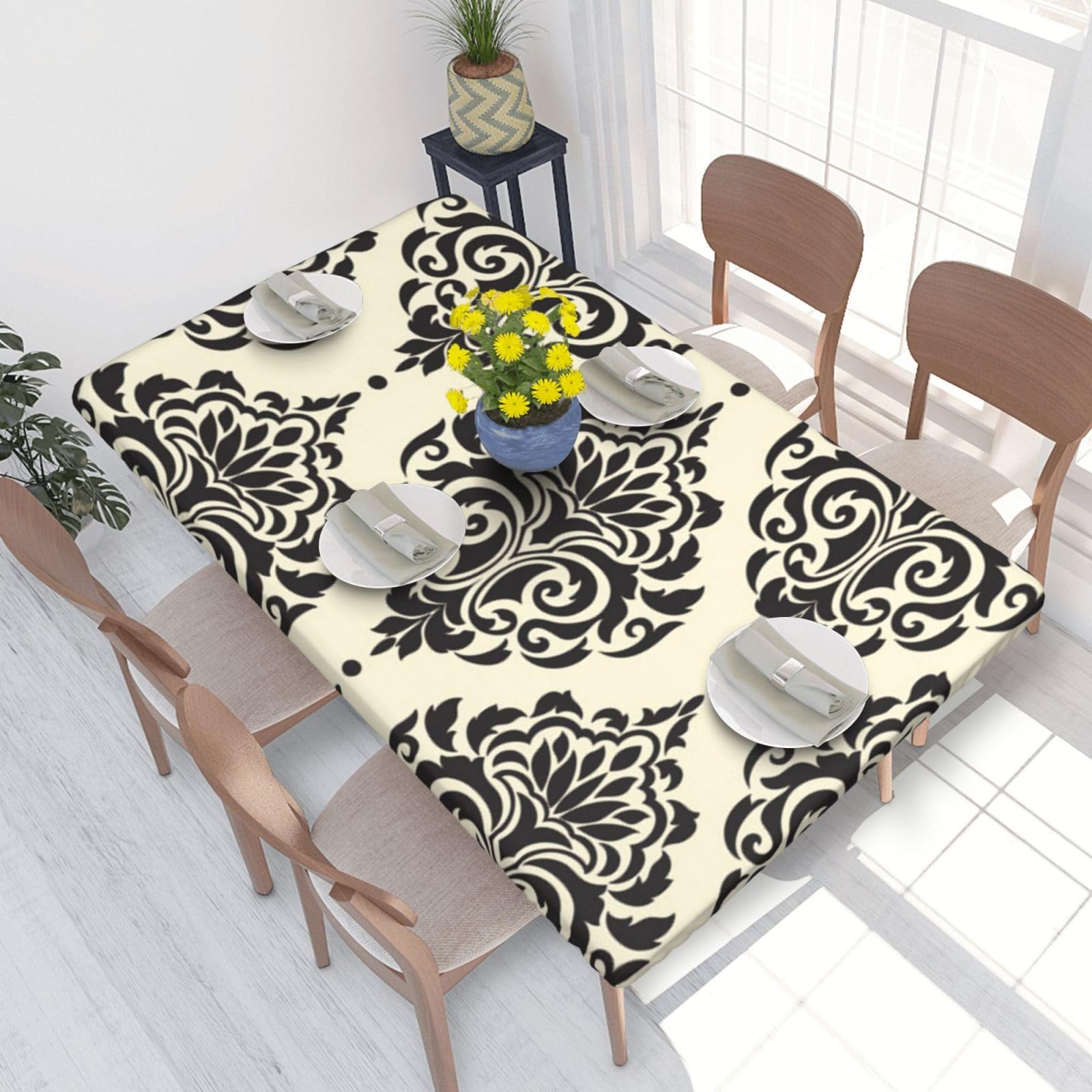 BNVSADC Asian Elephants Printed 4FT Tablecloth 122x76 CM Polyester Kitchen Water Resistant Table Cloth Dining Table Decoration Table Covers