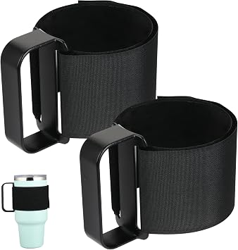 Tumbler Handle for 30OZ YETI Rambler, RTIC, Owala, Ozark Trail Travel Mug, Adjustable Handle Fit for 20Oz - 64Oz Water Bottles, Anti Slip Cup Handle for Tumblers, Tumbler Bottle Holder Black, 2PCS