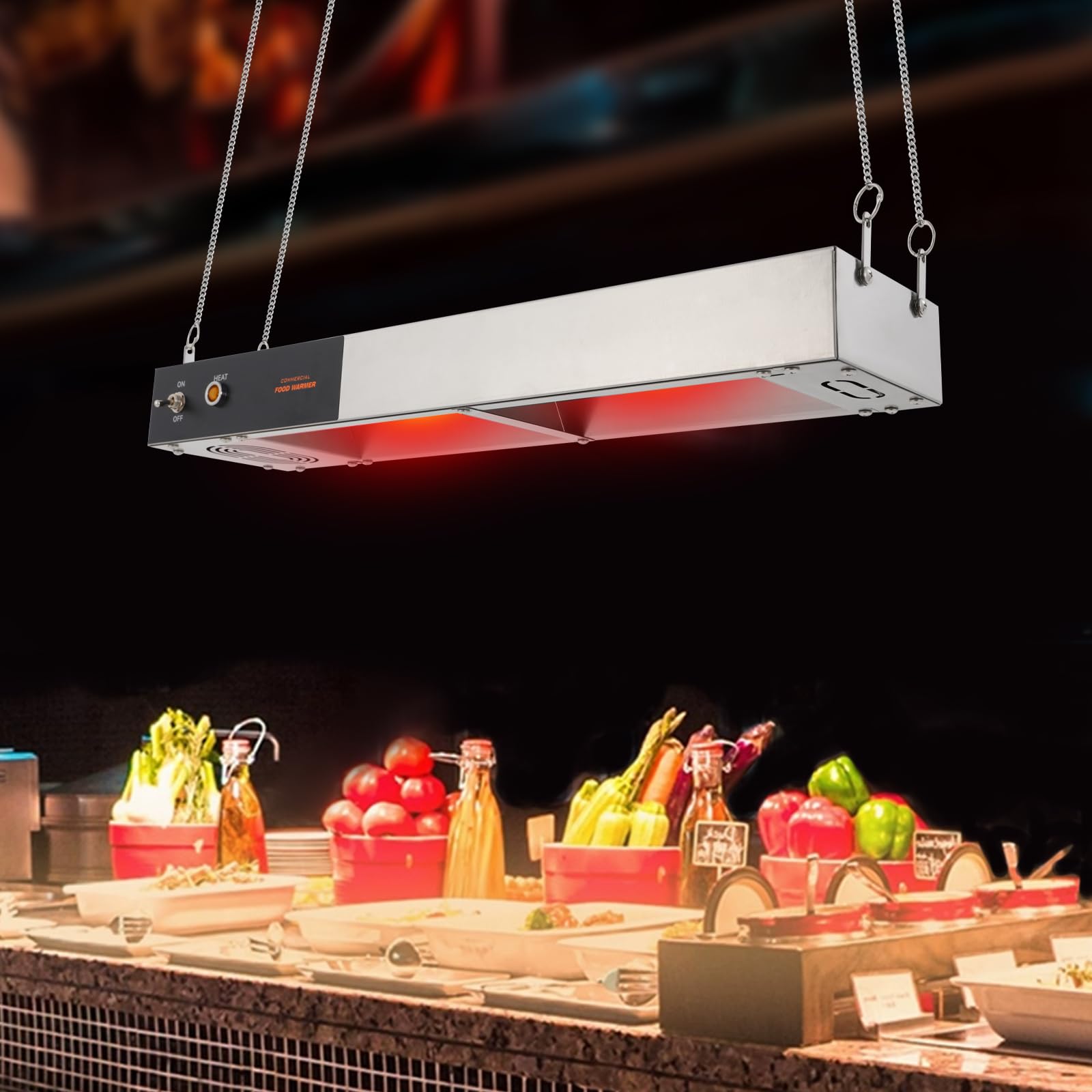 Lampada di calore per alimenti, 750 W, commerciale, lampada a buffet Server sospesa, regolabile in altezza per buffet e cucina sala da pranzo